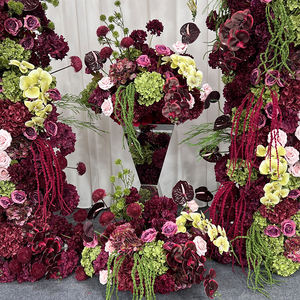 Realistic Silk Handmade Burgundy and Green Floral <b>Arch</b> <b>Decoration</b> Set for Wedding Background Props - Product Image 3