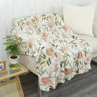 Selimut bunga cat air daun selimut bulu halus nyaman bunga flanel lempar untuk Sofa tempat tidur kursi dekorasi rumah hadiah