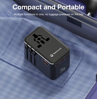 Chargeur mural GaN à charge rapide Type-C Wontravel 75W, 5 ports, adaptateur de voyage CE/FCC pour prises EU/UK/US/AU