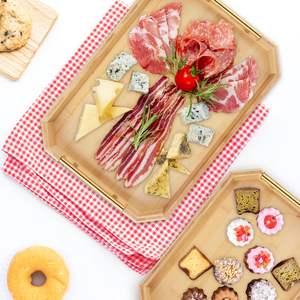 Bandeja Rectangular de Bambú, Juego de 2 Piezas, Color Natural, Multifuncional, Ecológica y Sostenible para Uso Alimentario - Product Image 5