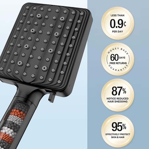 Lọc đầu vòi sen đen 6 chế độ áp lực cao có thể tháo rời cầm tay showerhead Set với thép không gỉ Hose <span class=keywords><strong>Shower</strong></span> <span class=keywords><strong>ARM</strong></span> <span class=keywords><strong>Bracket</strong></span> - Product Image 5