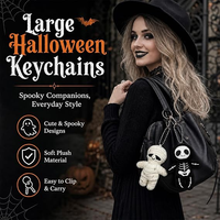 Porte-clés en peluche promotionnel amusant pour Halloween, avec breloques chauve-souris et petit diable, logo de mascotte personnalisé, vente en gros