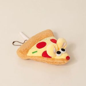 Porte-clés en peluche mignon en forme de souris, motif pizza de dessin animé, jouet en peluche alimentaire pour la décoration de sac à dos et l'usage quotidien - Product Image 5