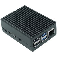 Caja de aleación de aluminio Raspberry Pi 4B, caja protectora de refrigeración con doble ventilador para placa base