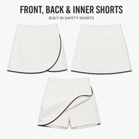 Jupe-short de golf personnalisée pour femme, taille haute, avec bordure noire, short intégré, anti-humidité, pour le golf et les activités de plein air
