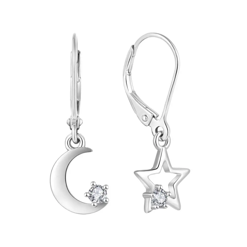 Fashion 8 Pointed Star Earrings For Women 925 Sterling Silver Earrings Elegant Charm Minimalist Small Moon Earrings