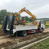 Camion grue articulée WEICHAI 210HP 4x2 8 tonnes avec rampe hydraulique arrière pour le transport de machines de construction