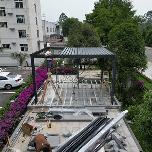 برجولا أنيقة من الألومنيوم للظل في الهواء الطلق، هيكل متين للفناء، أفكار لبرجولا ألومنيوم قابلة للتركيب ذاتيًا لمنطقة الاستراحة في الحديقة - Product Image 4