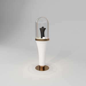 Support de présentation de bijoux moderne Socle doré Base ronde MDF Métal Éclairage LED Luxe haut de gamme Centre commercial musée - Product Image 3