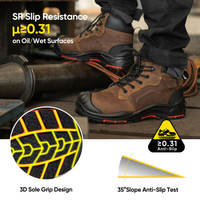 Bottes de sécurité mi-montantes en cuir marron DSF53 pour le travail, la randonnée en extérieur et les activités tactiques sur le terrain