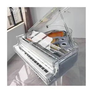 Piano de cola de cristal transparente para hotel, piano acústico mecánico de 88 teclas, de alta gama, para tienda de café, rendimiento personalizado