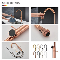 Robinet de cuisine flexible de luxe, extractible, rose doré, numérique, chaud et froid, mélangeur de cuisine professionnel avec pulvérisateur