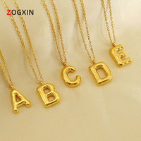 Collier pendentif lettre initiale 18K or métallique acier inoxydable image ballon lettres chaîne Type collier