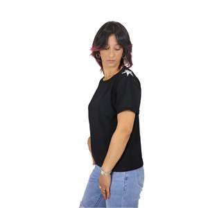 เสื้อยืดดอนน่า เนโรแขนสั้นผ้าฝ้ายสีดำชุดลำลองสำหรับผู้หญิง - Product Image 1