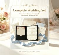 Suite d'invitations de mariage : Cartes de chronologie, RSVP et codes vestimentaires personnalisées, design créatif et élégant en papier, estampage à chaud doré, Invito Nouvel An