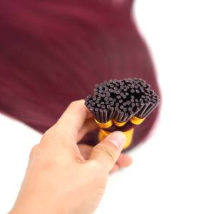 Extensiones de Cabello Humano Virgen Remy Camboyanas Amygirl de 10 a 30 Pulgadas, Mechones de 1g, Punta I, Rojo, Doble Trama, Aplicación 9A-12A, Grado Mayorista - Product Image 3