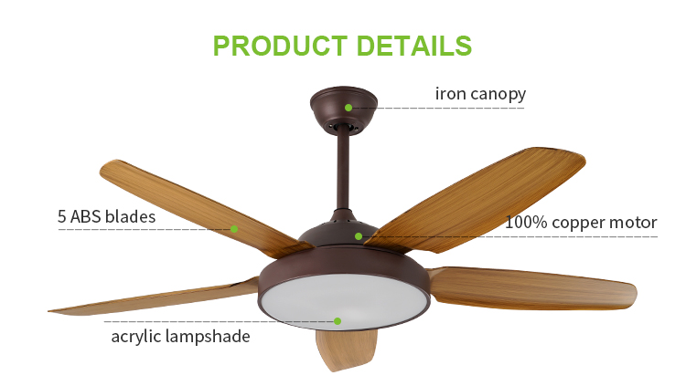 Breeze.Lux Best Selling Modern Ceiling Fan Decorative 5 blades  with Led Light