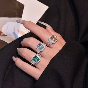 Benutzer definierte 925 Sterling Silber Hochzeit Western Fine Schmuck Ring Edelstein Versprechen Bling Bling Smaragd Vintage Verlobung Big Stone Ringe - Product Image 4