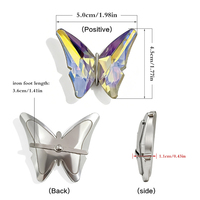Clips de chaussures en métal papillon avec cristaux, ornements pour chaussures à talons hauts pour femmes, accessoires de boucle de chaussure à cristaux, vente en gros