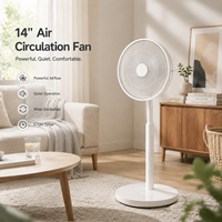 Ventilateur à moteur DC à économie d'énergie, 14 pouces, oscillation 3D, 12 vitesses, mode veille, 7 pales, ventilateur de circulation d'air 2-en-1 sur pied pour bureau