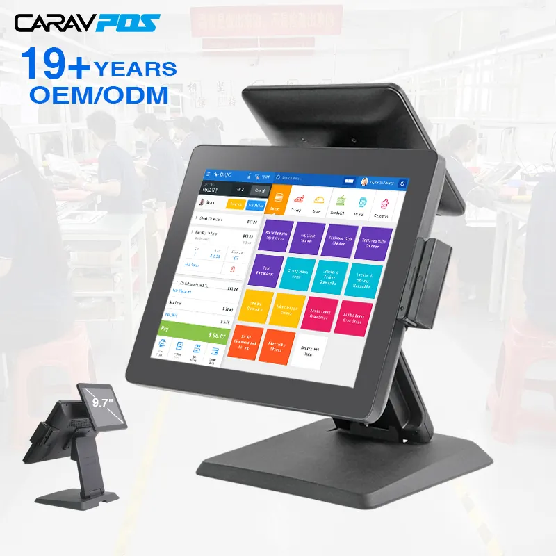 Black and while all-in-one sistema pos machine cash register cashier machine pos system for sale