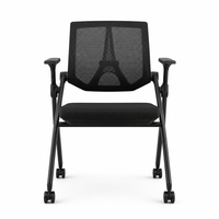 Silla de Oficina Ergonómica Plegable con Ruedas, Silla de Computadora Cómoda con Respaldo Alto para Estudio, Capacitación, Reuniones y Negocios