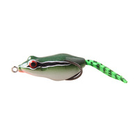 LUTAC Leurres souples de pêche à la grenouille 50mm/10.5g Flottant Top Water 45 ° Rubber Plastic Long Casting Two Tail Narrow Double Hook 3D Eyes