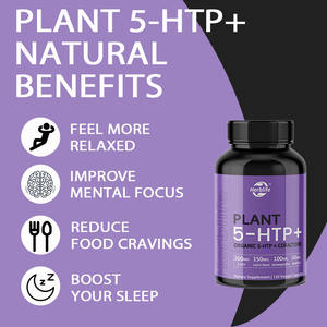 Tanaman organik 5 HTP + suplemen dengan Vitamin B6 & L Theanine untuk mendukung memori, fokus Mental, kognitif Kesehatan & energi - Product Image 3