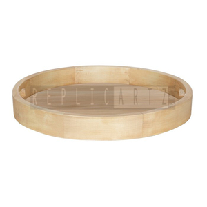 Plateau de service rond en bois naturel Art Déco Maximus International - Ensemble multi-pièces pour thé/café/boissons - Product Image 3