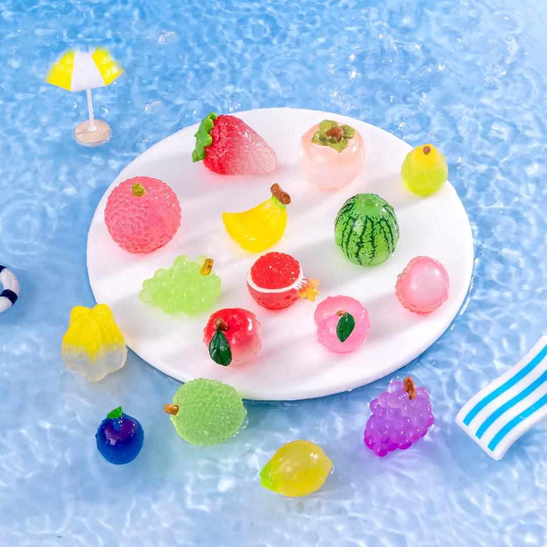 Kaiyuan Dynasty 100pcs Mini Glow-in-the-Dark Resin Fruits - For Miniature Gardens & Decor