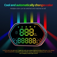 GPS Head-up-Display Geschwindigkeit Kompass Fahrzeit Kilometerstand RGB Umgebungslicht 7 Farben 3-stufiger Geschwindigkeitsalarm USB HUD