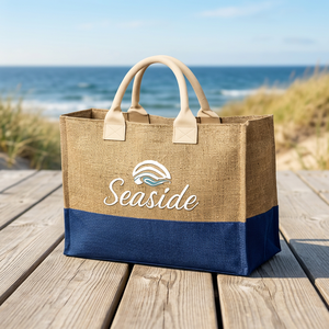 Sac fourre-tout en mélange de jute et de coton de qualité supérieure, élégant, réutilisable, respectueux de l'environnement - Product Image 3