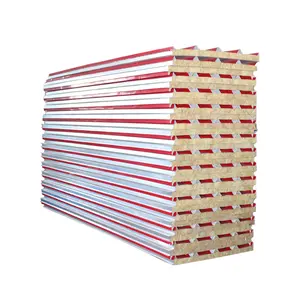 Structural Wall Panel Fire-proof Sound Proof Rock WoolSandwich Prefab Wall Panel/endable Wall Panel Level A Fireproof/