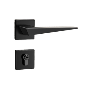 Modern Luxury Italian Matt Black Interior Door Knobs European Zinc Aluminum Square Lever Lock Handles Mortise Accessories Hotels - Product Image 2