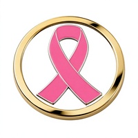 Épinglette en métal rose, ruban rose, emblème émaillé rond pour la sensibilisation au cancer du sein