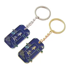 Gantungan kunci Promosi pabrik paduan seng cincin kunci logam 3D gantungan kunci logam enamel keras kustom berlapis emas perak
