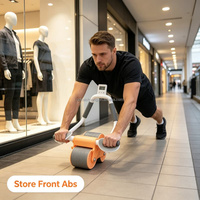 Rodillo Abdominal para Ejercicios en Casa con Rebote Automático para Hombres y Mujeres Adultos, para Fortalecer Abdominales y Adelgazar la Cintura