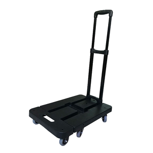 Troli Gudang Lipat Empat Roda Plastik Hitam Biru dengan Pegangan Baja, Platform, Troli Tangan untuk Berkemah, Garansi 5 Tahun - Product Image 4