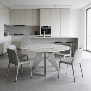 Wholesale <strong>Mid</strong> <strong>century</strong> Luxury Modern French Small 4 Seater Sintered Stone Top Round <strong>Dining</strong> <strong>Table</strong> Set 4 <strong>Chairs</strong> - Product Image 1