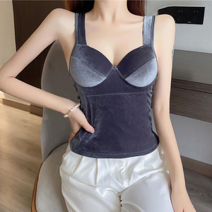 <span class=keywords><strong>Gilet</strong></span> en velours <span class=keywords><strong>doré</strong></span> soutien-gorge push-up pour <span class=keywords><strong>femme</strong></span> tendance tempérament intérieur <span class=keywords><strong>long</strong></span> sous-verre fixe haut soutien-gorge de luxe pour <span class=keywords><strong>femme</strong></span> - Product Image 3