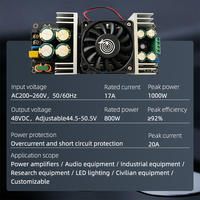 Fuente de Alimentación Conmutada WUZHI WA4817 LLC, Convierte 220V a 48V 800W, Ajustable, Sin Ruido, 17A