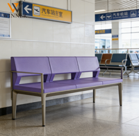 Nouveau modèle de chaise d'attente publique moderne, 3-5 places, siège en cuir PU, banc avec accoudoirs, structure en acier inoxydable, pour extérieur, aéroport, hôpital, salle de sport