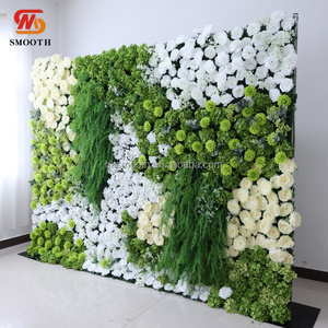 Nouvelle Arrivée Mur floral 5D de roses vertes et blanches, design élégant, pour mariage, toile de fond florale, décoration d'événements - Product Image 1