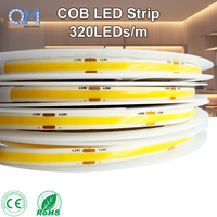 Tira de LED para Decoración de Interiores, 2700K, 24V, COB, Cinta de Luz LED de Alta Densidad, 320 LED/m, Luz Cálida