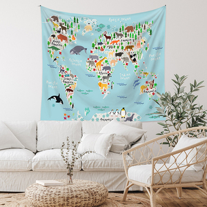 Dessin animé animaux repères carte enfants éducatifs géographie tapisseries enfants carte du monde <span class=keywords><strong>tapisserie</strong></span> - Product Image 6