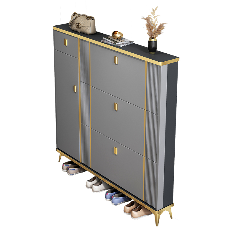 Customized Luxury Nordic Modern Wooden Shoe Cabinet Entryway Storage Organizer Tipping Bucket for Thin Home Furniture Apartment