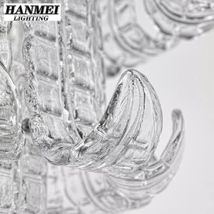 <span class=keywords><strong>Lustre</strong></span> en verre d'art de feuille de <span class=keywords><strong>palmier</strong></span> minimaliste de style français avec LED blanche chaude à hauteur réglable pour le salon, la salle à manger et l'hôtel - Product Image 6