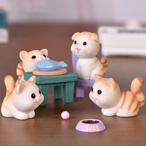 ตุ๊กตาแมวเรซิ่นขนาดเล็ก ของตกแต่งโต๊ะทำงาน รูปสัตว์จิ๋ว แมวน้อยน่ารัก สำหรับตกแต่งภูมิทัศน์ อุปกรณ์ DIY - Product Image 1