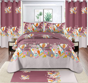Juego de Ropa de Cama <span class=keywords><strong>Infantil</strong></span> de 7 Piezas con Sábana Ajustable, Alfombra, Cortinas, Tamaño Individual, Patrones de Animales, Juego de Ropa de Cama Suave para Niños - Product Image 4