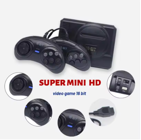 NEW Super MINI 16 Bit Video Game Console Built in 208 Classic Game Home Retro Game Console with Wire Gamepad for MD208 Game